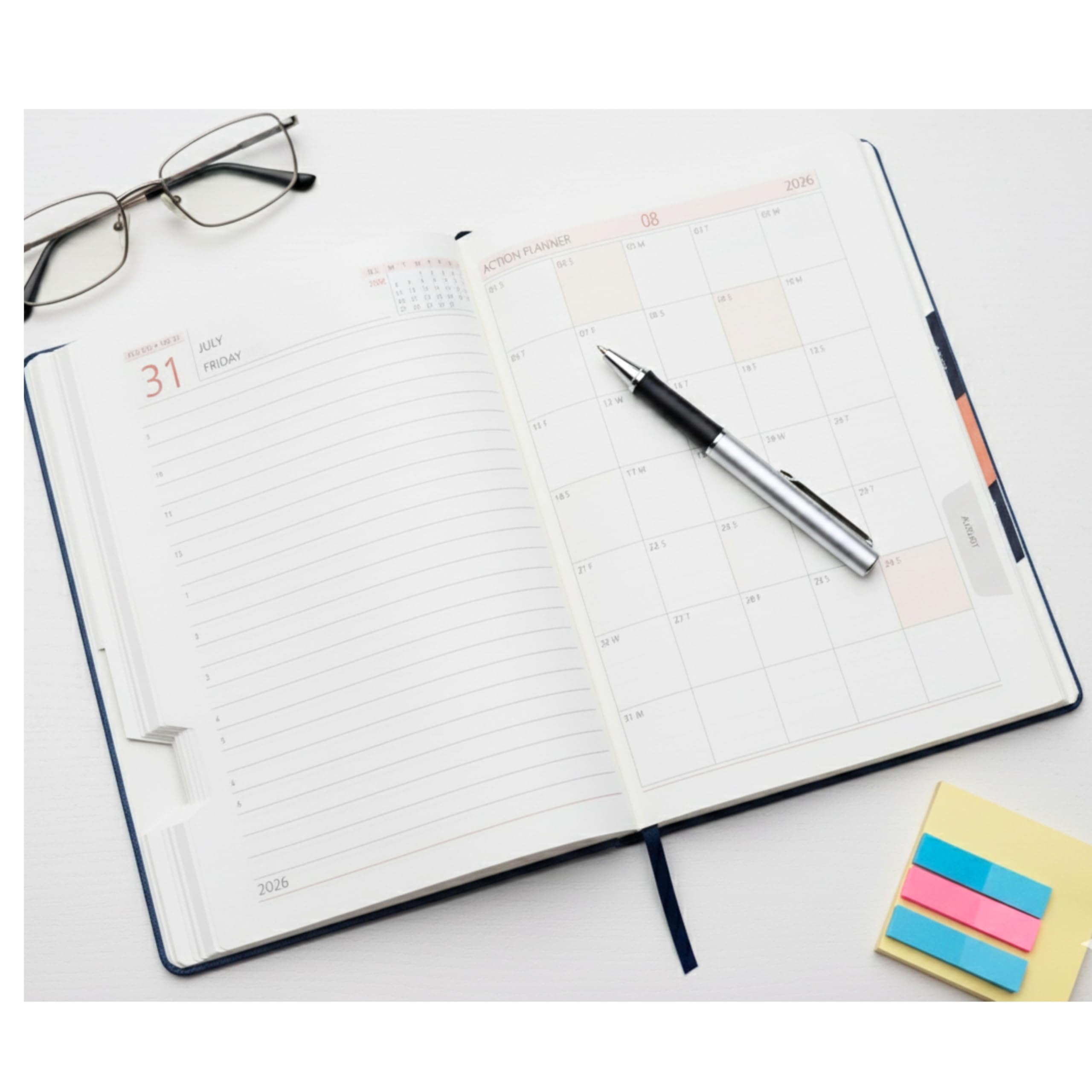 Castleore Inner Peace Printed coloured PU Foam Padded Leather Cover A5 Size 8.3 inch x 6 inch Premium Paper Quality Executive New Year Diary 2026 Daily Monthly Planner with Dates (Inner Peace black 2026)