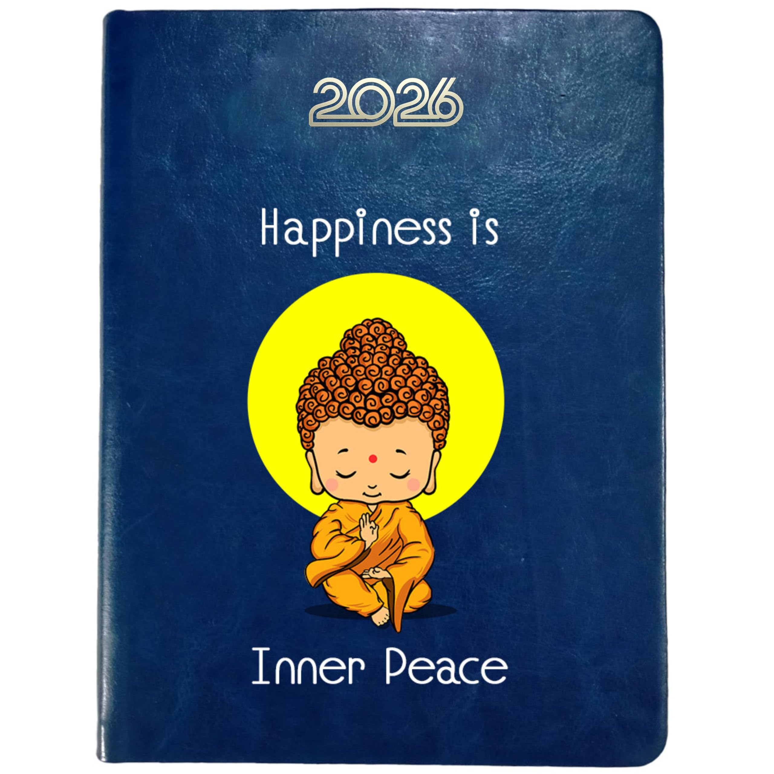 Castleore Inner Peace Printed coloured PU Foam Padded Leather Cover A5 Size 8.3 inch x 6 inch Premium Paper Quality Executive New Year Diary 2026 Daily Monthly Planner with Dates (Inner Peace blue 2026) (Inner Peace Blue 2025)